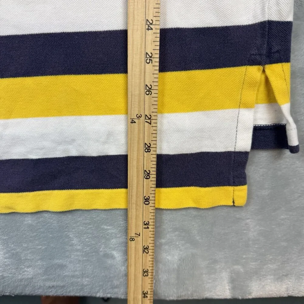 Vintage Polo Ralph Lauren Striped Polo Shirt Mens Large Yellow Navy White Pony